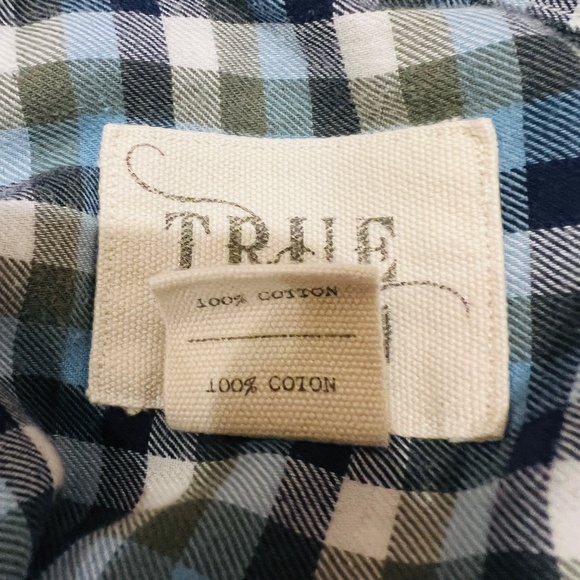 True Nation 3XL Plaid gingham button up Shirt LS Mens Blue Green outdoor preppy - Picture 4 of 10